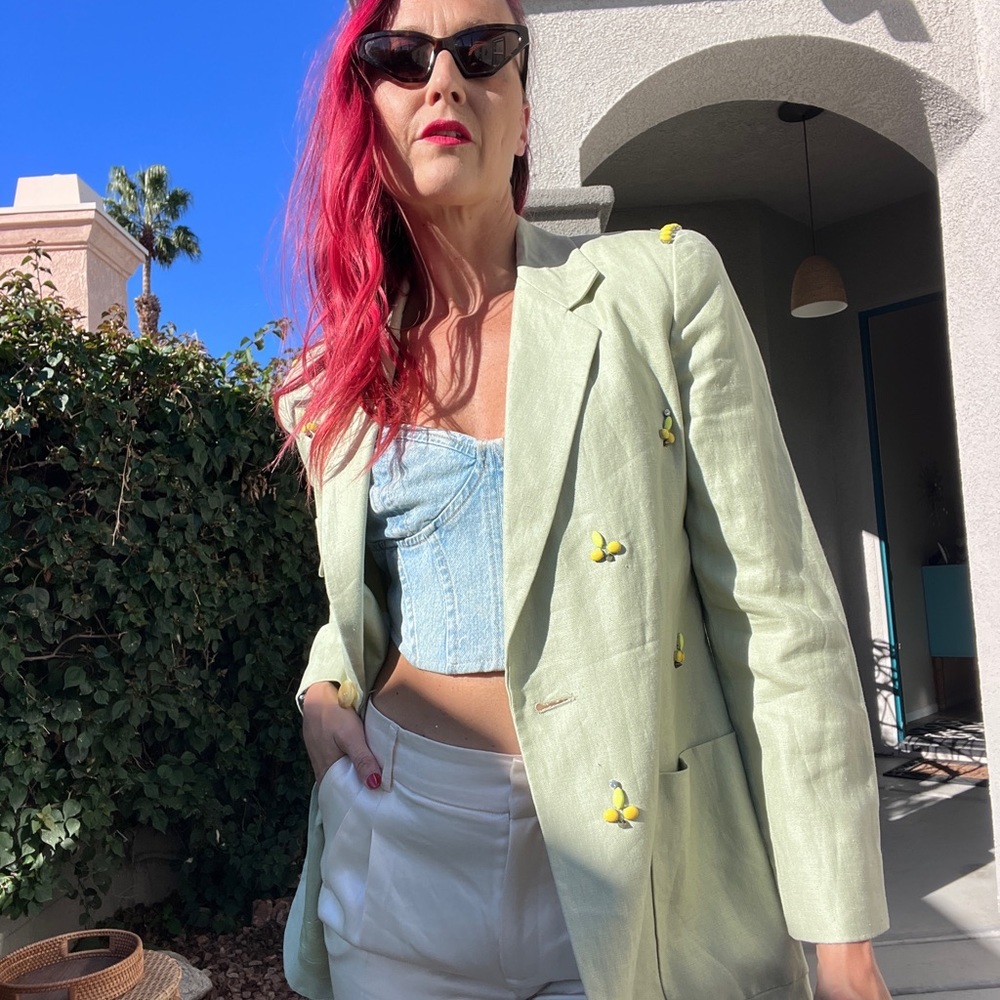 Upcycled vintage green beaded blazer - Picture 8 of 13